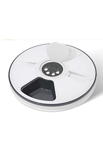 ambrasmart Automatic Feeder with 6 Compartments, programmable, alarm, white, for dogs and cats