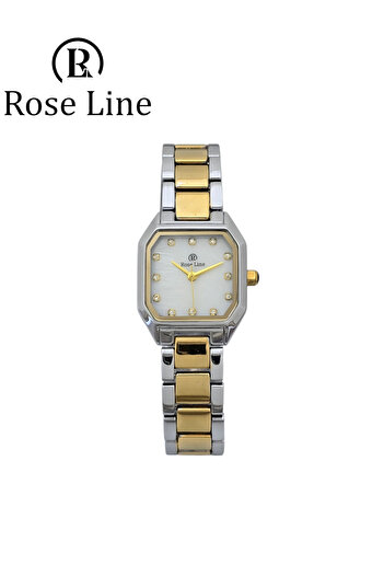 Roseline Women's watch with a square design in silver and gold with a white dial