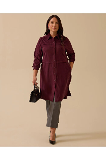 Gala-Xi Plus Size Suede Tunic with Pockets
