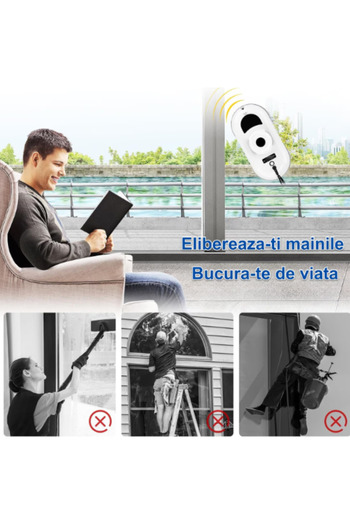 TodayShop Telecomandă robot de curățat geamuri, detectare margini, aspirație 5600 Pa, cap de curățare cu dublă spirală, Australia