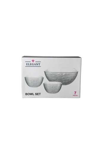 ORIAN 7-piece striped glass yogurt set