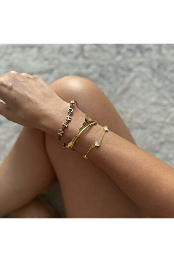 ohmygod jewelry 925 Argint Brățară din argint 925 cu pandantiv trifoi placat cu aur - Lucky Nicole