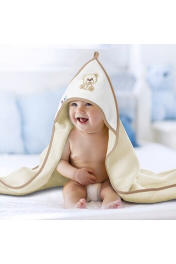 Akuku Hooded baby towel Bear Beige, 100x100 cm, made of high quality soft cotton