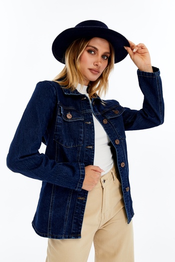 CHOS7N Women's Denim Jacket – Long Sleeve Jean Jacket, Stylish and Casual Combination