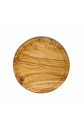 OEM Tocator din lemn de maslin, cu canal, rotund Corfu, 24×2 cm