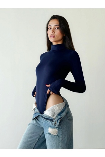 Friday Mood Women's Fingerless Turtleneck Bodysuit
