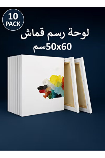 Taimi قماش قطني مشدود مسبقًا مقاس 60×50 سم - 10 قطع للرسم بالأكريليك والزيت