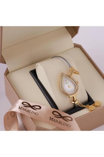 marblino Elegant gold-colored heart-shaped women's watch