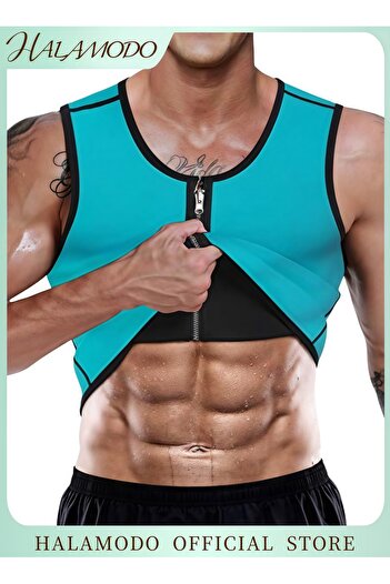 HALAMODO Waist Trainer Sweat Vest for Men Hot Neoprene Sauna Tank Top Vest No Zipper Gym Workout Suit
