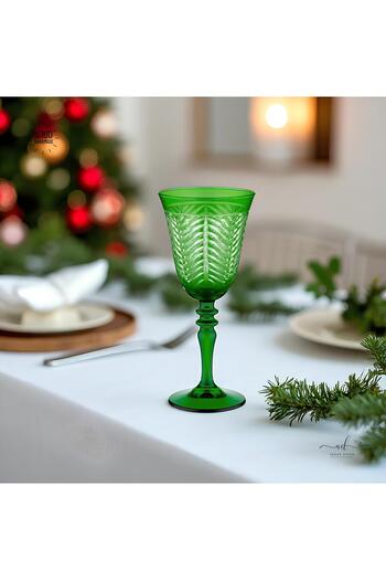AKDEN STORE Crystal Cutting Decor Standing Goblet Cup Set Handcrafted Decor Set of 6 Goblet Suit