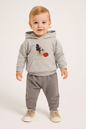 dinamik çocuk Cactus Themed Kangaroo Pocket Hooded 2-Piece Set Unisex Bottom Top 6-9-12-18-24Months