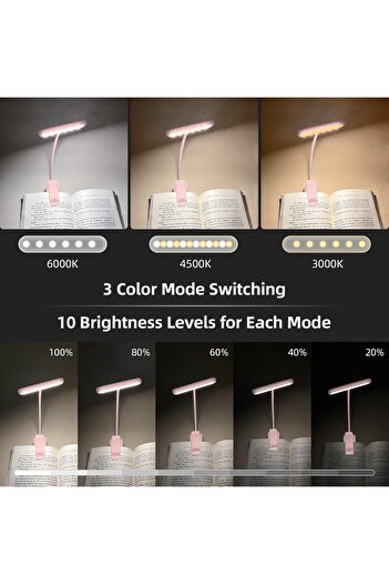 Generic iFalarila Book Light Rechargeable Book Lights for Reading at Night in Bed with 3 Color & 10 Brightne