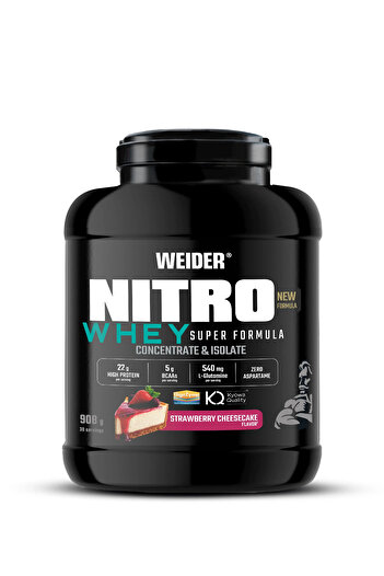 Weider Protein Powder, Nitro Whey Super Formula, 908g, Strawberry Cheesecake Flavor
