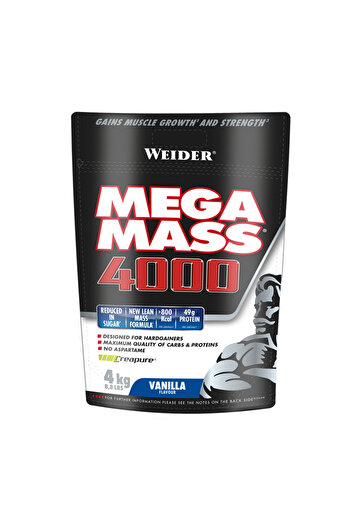 Weider Nutritional Supplement, Mega Mass 4000, Vanilla, 4 kg