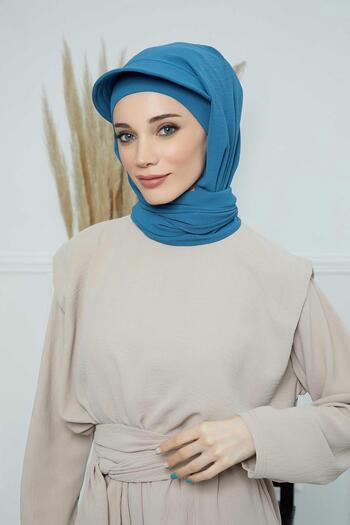 Aisha's Design Aerobin Shawl with Visor, Ss-1A, Indigo