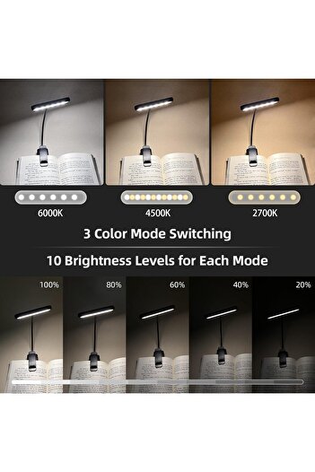Generic iFalarila Book Light Rechargeable Book Lights for Reading at Night in Bed with 3 Color & 10 Brightne