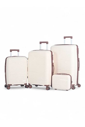 CAPATAN Luxury Durable 4-Piece Luggage Set (Shatterproof with Bonus Handbag) with Double Zipper Expansion Case