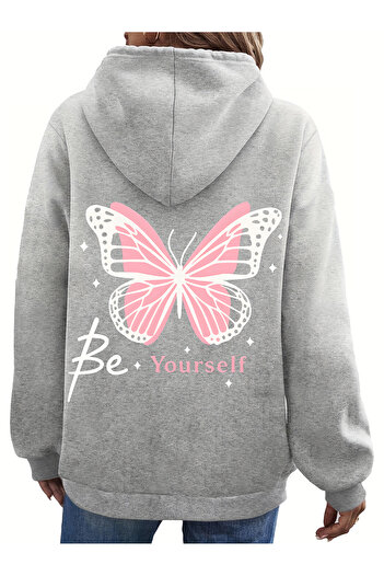 uyguntarz Unisex Be Your Self Printed Design Oversize Sweatshirt