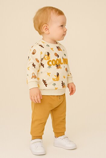 dinamik çocuk Baby Boy 2-Piece Seasonal Tracksuit Set Cool Man Süzene Embroidered Abstract Printed 6-9-12-18-24Months