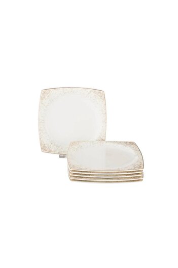 ORIAN 6-piece square porcelain decorated dessert, fruit and breakfast plate set