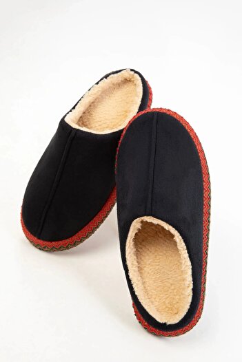 Lively Stylish Women's Comfortable Silent House Slippers with Fur Inside and Straw Strip Detail
