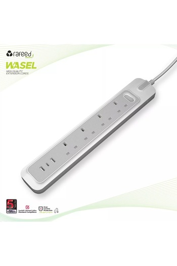 genric Rafeed 2990W 4-Gang UK Type Power Extension Socket with 3 USB Ports