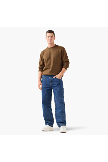 FAV Textured Sweater with Crew Neck