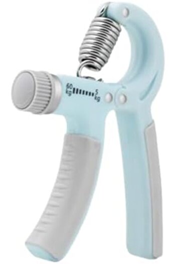 Deli Agnite Adjustable Hand Gripper 5-60kg with TPR Handle & Steel Spring - Baby Blue - Strength Tra