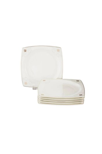 ORIAN 6-piece square porcelain decorated dessert, fruit and breakfast plate set