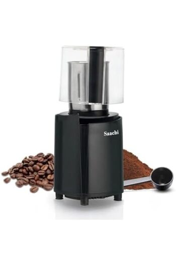SAACHİ Electric Coffee and Spice Grinder with 150W Power, 100g Capacity, Stainless Steel Blade, One-Touch O