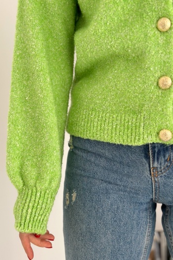 FEMELLE Green Knitwear Cardigan Gold Button Detailed Standard Size