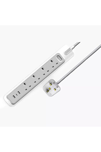genric Rafeed 2990W 4-Gang UK Type Power Extension Socket with 3 USB Ports