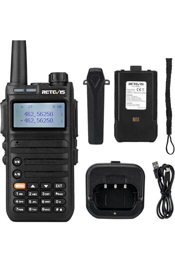Retevis RA685 Walkie Talkie Dual Band, Long Range Two Way Radio 5W High Power (Black, 1Pcs)