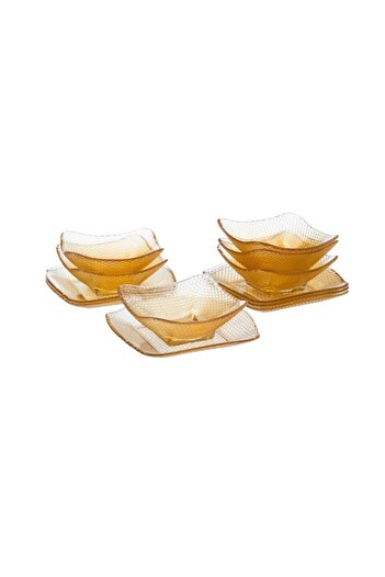 ORIAN 12-piece Turkish honey glass yogurt and dessert plate set