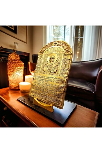 ArtBucovina Placa Decorativa din Ceramica cu foita de aur - Cuvine-se cu adevarat - Rugaciunea Maicii Domnului