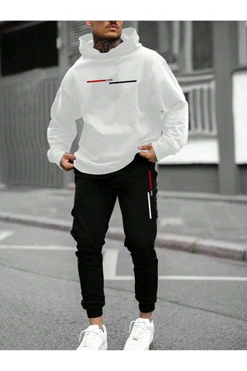 puolikuu Tracksuit Set Sweatshirt Jogger - Oversize Hoodie with Printed Text'King' in Raised Lettering