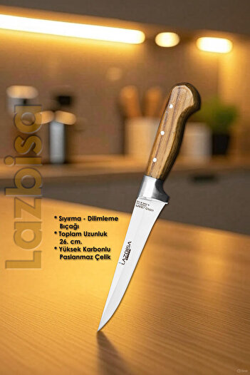 LAZBİSA Hand Craft Mutfak Bıçak Seti Et Ekmek Sebze Salata Börek Bıçağı 3 Lü Set HDS-30