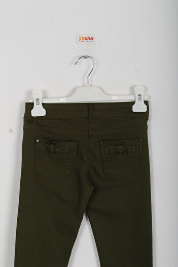 incity Girl's Khaki Bow Pocket Trousers