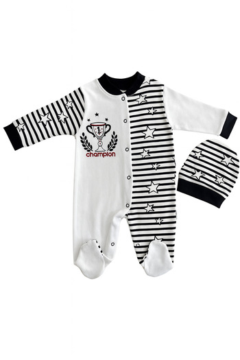 mini mia Champion Printed Hat Baby Romper – 3-6 Months
