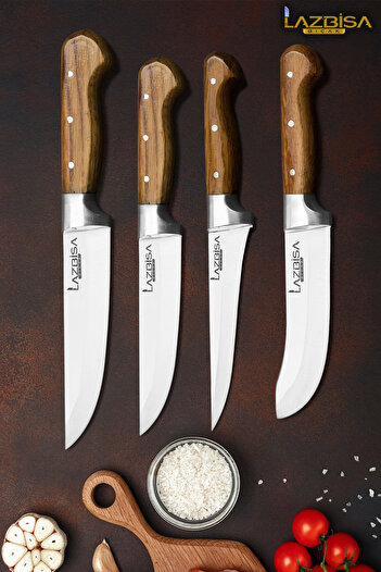 LAZBİSA Hand Craft Mutfak Bıçak Seti Et Ekmek Sebze Salata Börek Bıçağı 4 Lü Set HDS-32