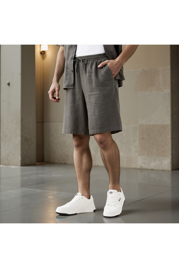 FAV Regular Fit Linen Blend Shorts with Drawstring Closure