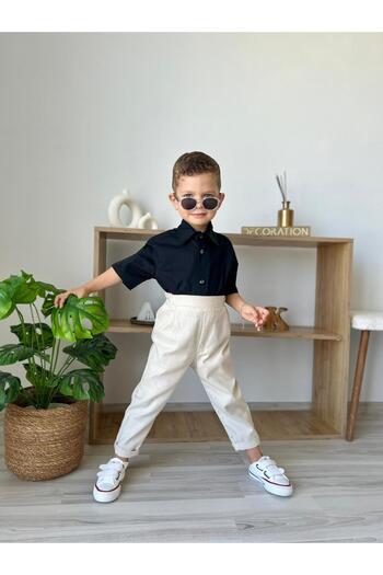favorimkids Baby Kids Cream Short Sleeve Pantalon Shirt Set 1-5 Years