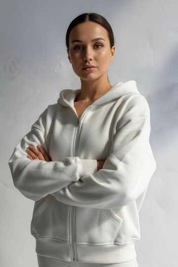 Balenbi Women's 3 Thread Fleece Lined Hooded Oversize Sweat Cardigan 1110