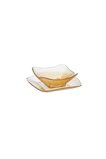ORIAN 24-piece Turkish honey glass yogurt and dessert plate set