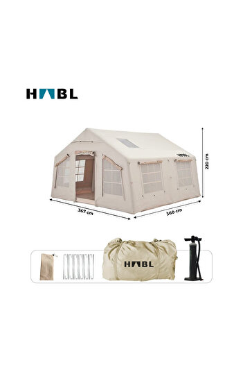 habl 13 Kişilik 13.2m2 Su,Kar Geçirmez Sertifikalı 600D Oxford Kumaş 4 Mevsim Şişme Çadır 367*360*220cm