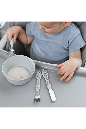 Akuku Akuku 3-piece stainless steel cutlery set for children, contains fork, knife and spoon, recommended for children