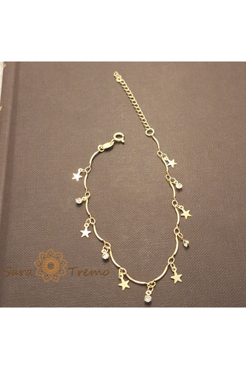saratremo Stella bracelet – 18K gold plated, 19+5 cm, stars and zirconia, Brazil
