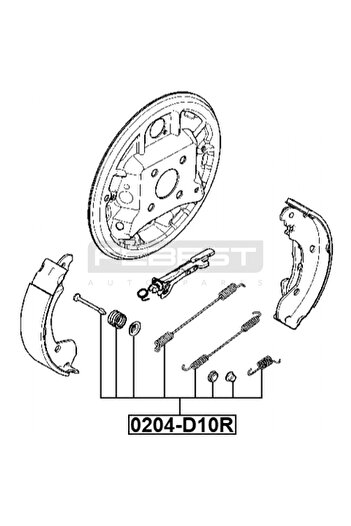 FEBEST Brake shoe assembly set 0204-D10R-KIT DACIA DUSTER