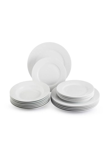ORIAN Luxury 18-piece plain white porcelain dinner set for 6 people