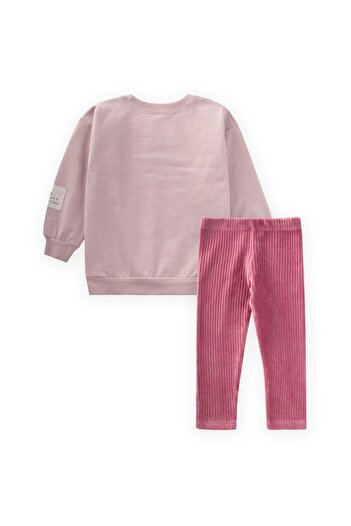 Cigit Sweatshirt Set 2-10 Years Powder Pink